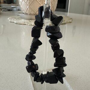 Artisan Chunky Black Chip Bead Bracelet